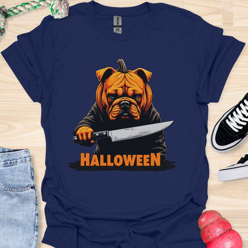 Halloween - V3 - Bulldog Pumpkin Head T-Shirt